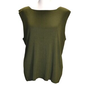 Coldwater Creek Minimalist Casual Career fall Sleeveless Top Olive Green Layer